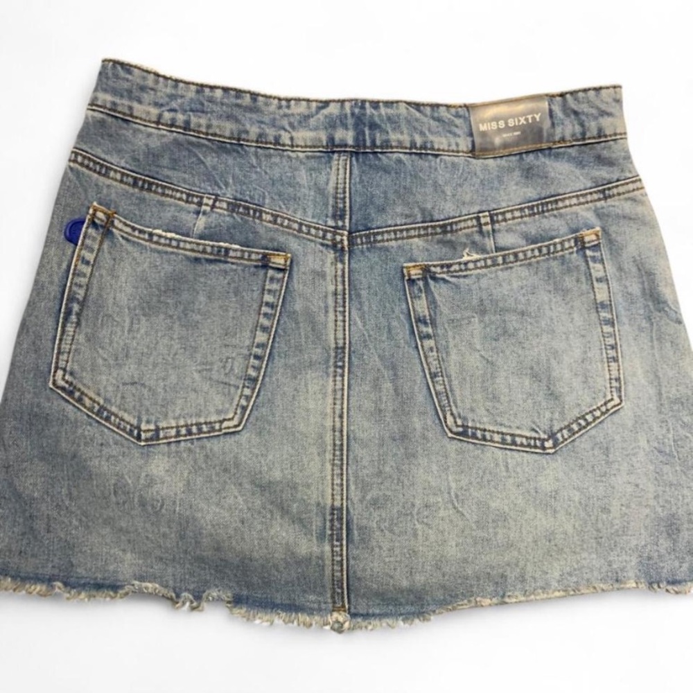 Archive Miss Sixty Denim Culotte Mini Skirt Y2K-Adjacent Button Front Size M 29 - Picture 13 of 16